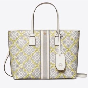 Tory Burch T Monogram Canvas Floral Vine Top-Zip Tote (NWOT)